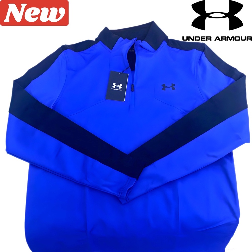 🆕☔️ Under Armour Storm Midlayer Zip Neck Shirt Blue and Black 6.24.26